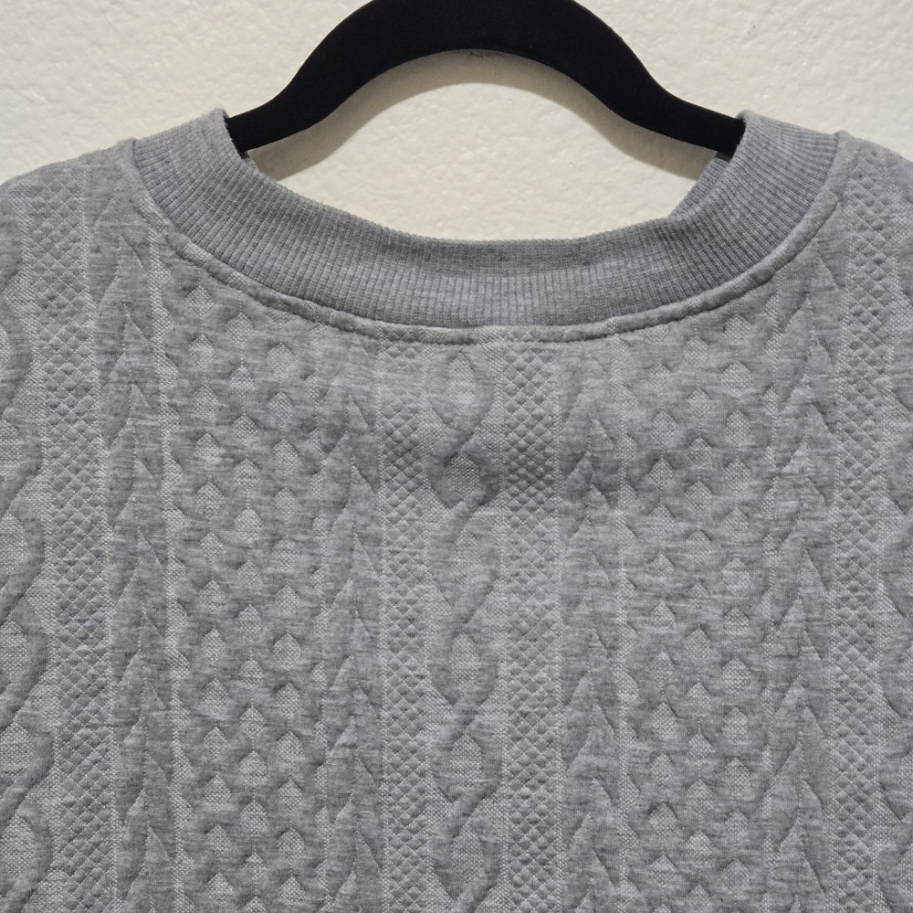 Cozy Gray Textured Zip-Up Sweater Bomber Jacket Size XXL - Picture 5 of 14